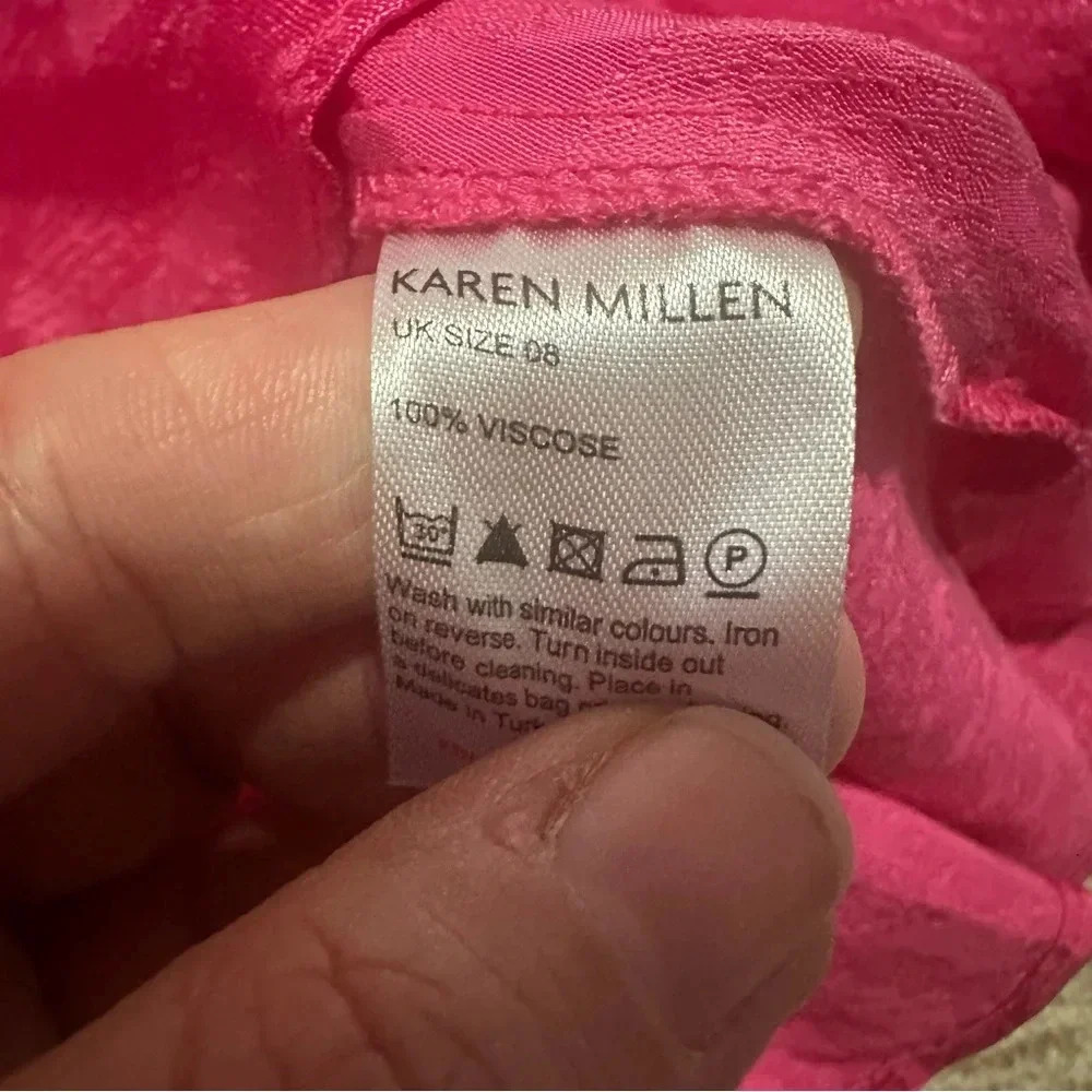 NWT Karen Millen Animal jacquard button up floppy dress in pink size 4 - Picture 15 of 16